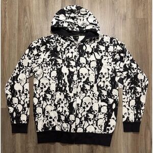 Y2K Emerica Skateboarding Skull Full‎ Zip Hoodie Size L